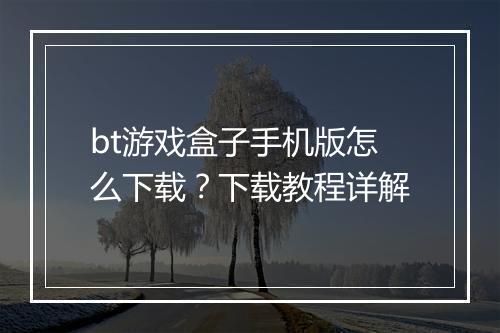 bt游戏盒子手机版怎么下载?下载教程详解