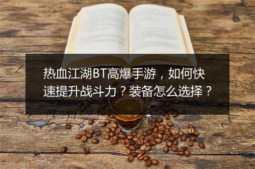 热血江湖BT高爆手游,如何快速提升战斗力?装备怎么选择?
