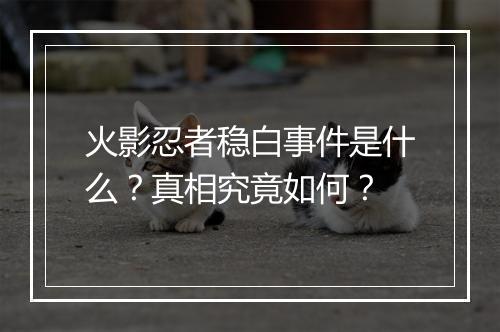 火影忍者稳白事件是什么？真相究竟如何？