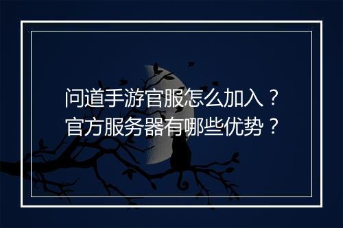 问道手游官服怎么加入?官方服务器有哪些优势?