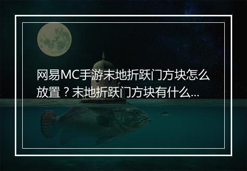 网易MC手游末地折跃门方块怎么放置？末地折跃门方块有什么作用？