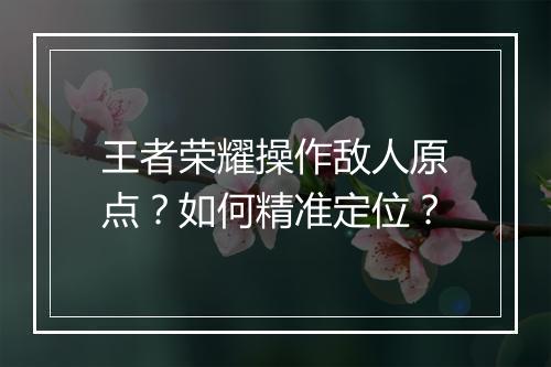 王者荣耀操作敌人原点？如何精准定位？