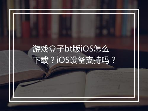 游戏盒子bt版iOS怎么下载?iOS设备支持吗?