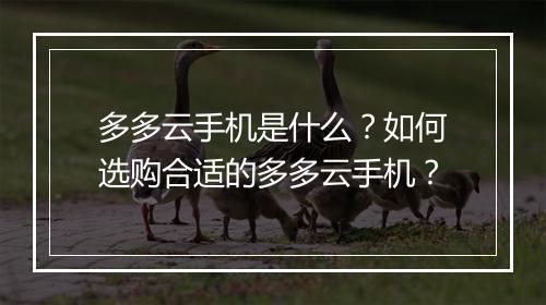 多多云手机是什么?如何选购合适的多多云手机?
