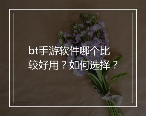 bt手游软件哪个比较好用?如何选择?