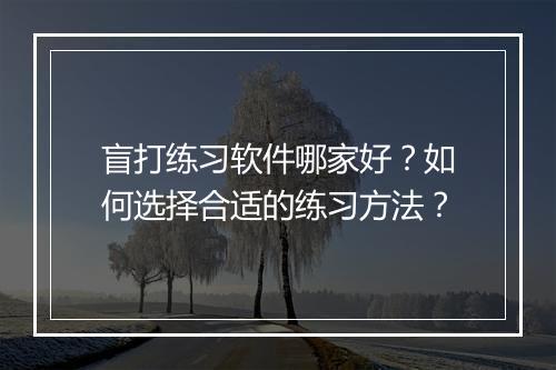 盲打练习软件哪家好?如何选择合适的练习方法?