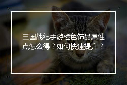 三国战纪手游橙色饰品属性点怎么得？如何快速提升？