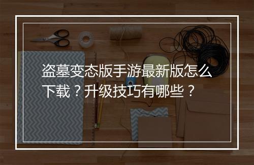 盗墓变态版手游最新版怎么下载？升级技巧有哪些？