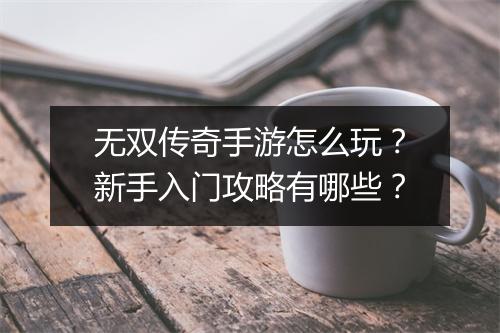无双传奇手游怎么玩？新手入门攻略有哪些？