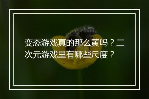 变态游戏真的那么黄吗？二次元游戏里有哪些尺度？