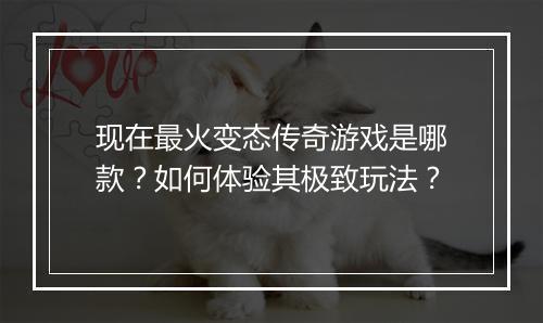 现在最火变态传奇游戏是哪款？如何体验其极致玩法？