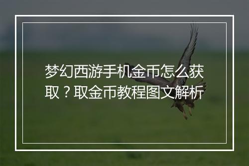 梦幻西游手机金币怎么获取？取金币教程图文解析