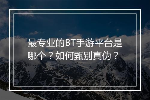 最专业的BT手游平台是哪个？如何甄别真伪？
