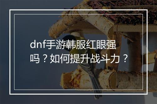dnf手游韩服红眼强吗？如何提升战斗力？