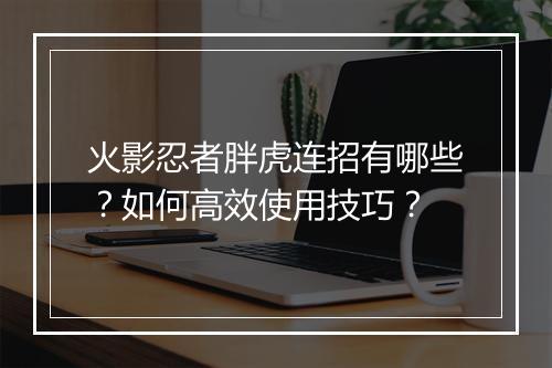 火影忍者胖虎连招有哪些？如何高效使用技巧？