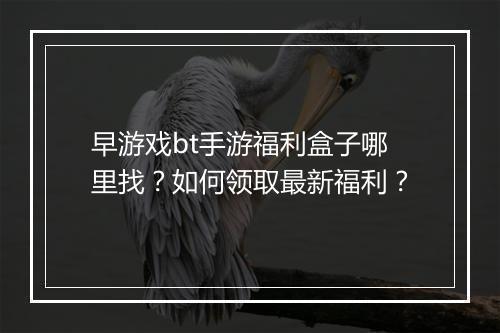 早游戏bt手游福利盒子哪里找?如何领取最新福利?
