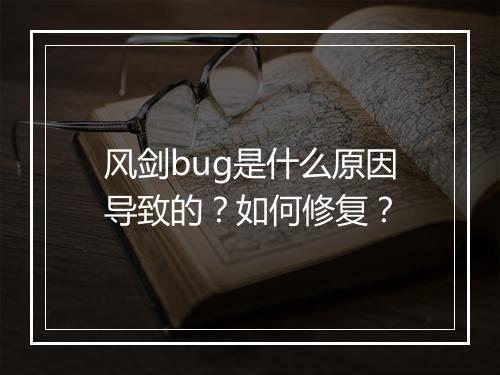 风剑bug是什么原因导致的?如何修复?
