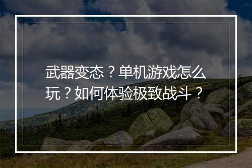 武器变态？单机游戏怎么玩？如何体验极致战斗？