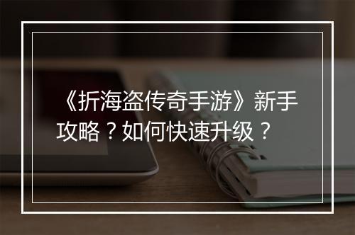 《折海盗传奇手游》新手攻略？如何快速升级？