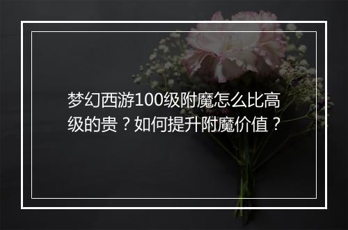梦幻西游100级附魔怎么比高级的贵？如何提升附魔价值？