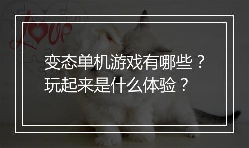 变态单机游戏有哪些?玩起来是什么体验?