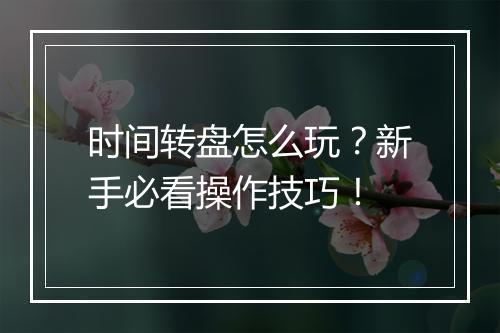时间转盘怎么玩？新手必看操作技巧！