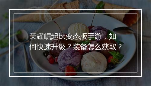 荣耀崛起bt变态版手游,如何快速升级?装备怎么获取?
