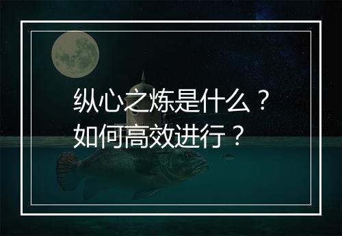 纵心之炼是什么？如何高效进行？
