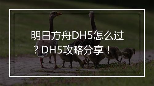 明日方舟DH5怎么过？DH5攻略分享！