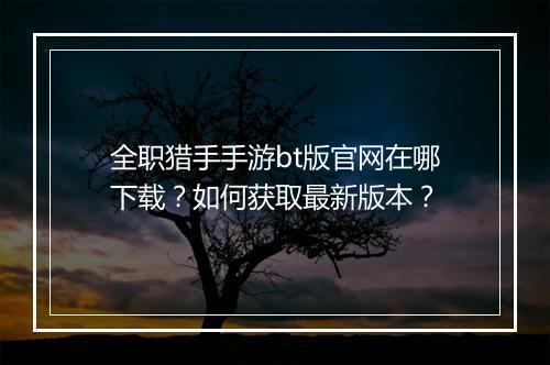 全职猎手手游bt版官网在哪下载？如何获取最新版本？