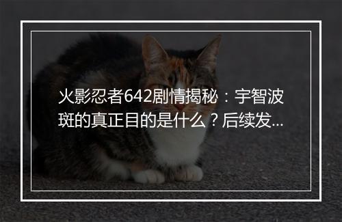 火影忍者642剧情揭秘：宇智波斑的真正目的是什么？后续发展如何？