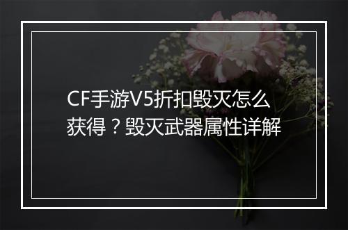 CF手游V5折扣毁灭怎么获得?毁灭武器属性详解