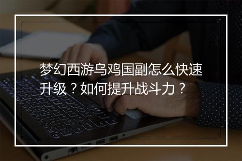 梦幻西游乌鸡国副怎么快速升级？如何提升战斗力？