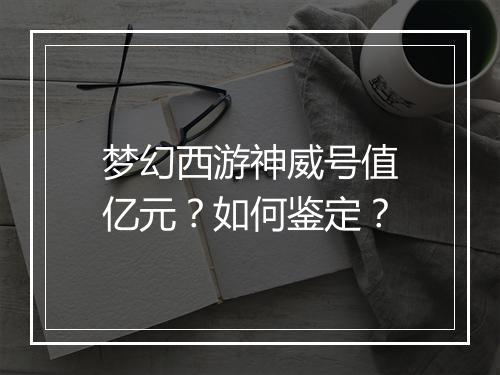 梦幻西游神威号值亿元？如何鉴定？