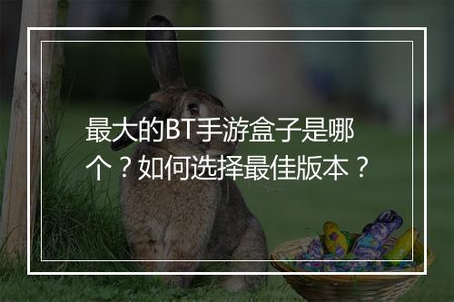 最大的BT手游盒子是哪个?如何选择最佳版本?