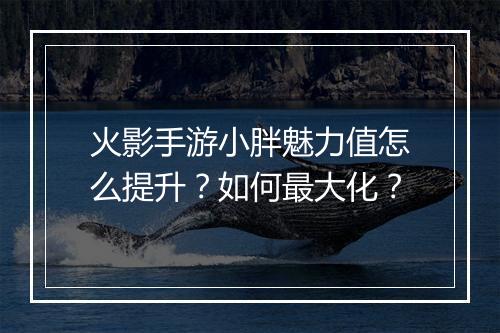 火影手游小胖魅力值怎么提升？如何最大化？