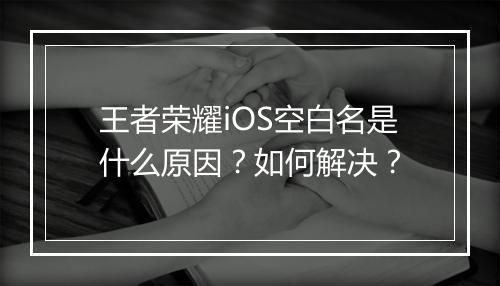 王者荣耀iOS空白名是什么原因？如何解决？
