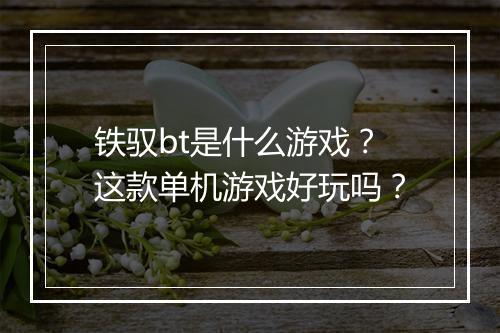铁驭bt是什么游戏？这款单机游戏好玩吗？