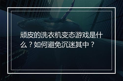 顽皮的洗衣机变态游戏是什么?如何避免沉迷其中?