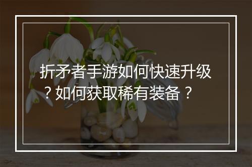 折矛者手游如何快速升级？如何获取稀有装备？