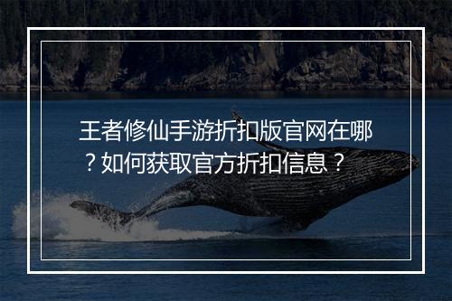 王者修仙手游折扣版官网在哪？如何获取官方折扣信息？