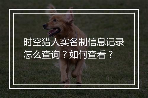 时空猎人实名制信息记录怎么查询？如何查看？