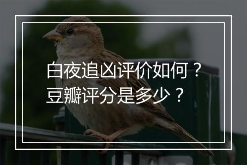 白夜追凶评价如何？豆瓣评分是多少？