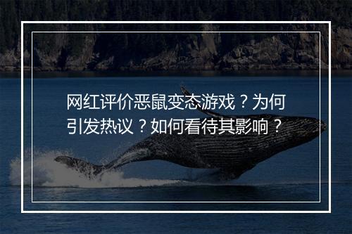 网红评价恶鼠变态游戏?为何引发热议?如何看待其影响?