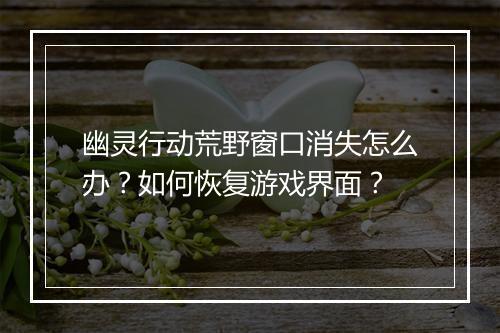幽灵行动荒野窗口消失怎么办？如何恢复游戏界面？