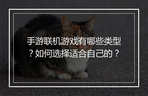 手游联机游戏有哪些类型？如何选择适合自己的？
