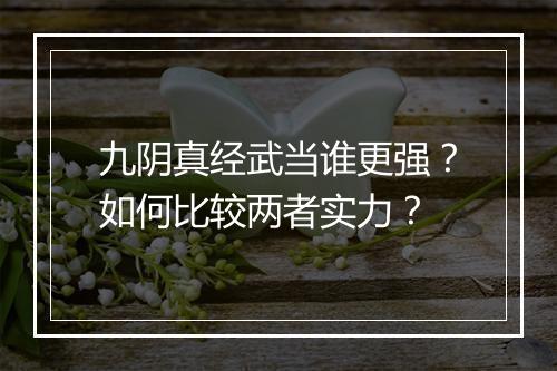 九阴真经武当谁更强?如何比较两者实力?