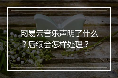 网易云音乐声明了什么？后续会怎样处理？