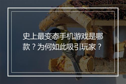 史上最变态手机游戏是哪款?为何如此吸引玩家?