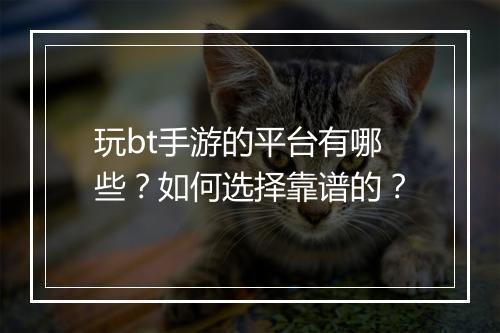 玩bt手游的平台有哪些？如何选择靠谱的？